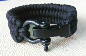 Trilobite Paracord Bracelet with Black Bow Shackle Adjustable Size